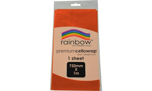 RAINBOW CELLOPHANE 500mm X 750mm 12 Sheets (Orange)