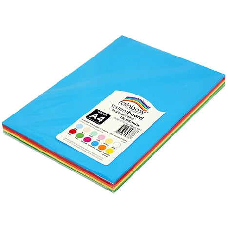RAINBOW System Board 150gsm A4 100 Sheets (BRIGHT ASSORTED)