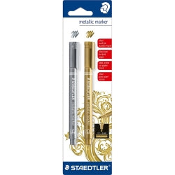 Staedtler permanent markers metallic gold/silver pk2