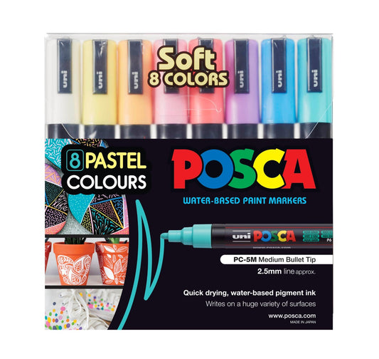 POSCA PC5M 2.5mm Bullet Tip Pastel Asst Colours pk8
