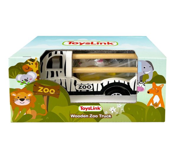 Wooden Pullback Zoo Truck with Animals