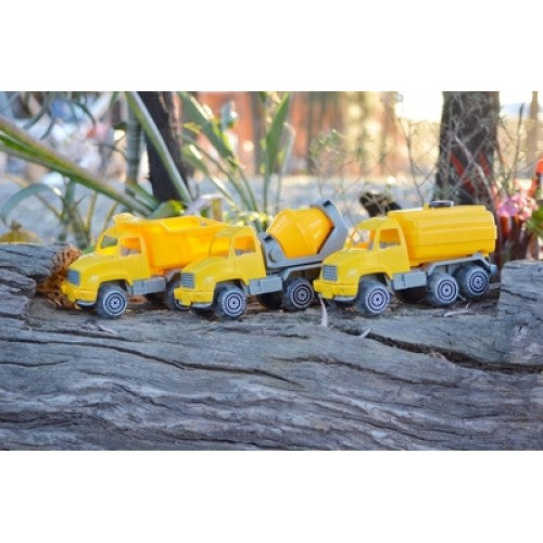 Plasto Yellow Construction Truck Set, Small (3 Pack) - 26 cm