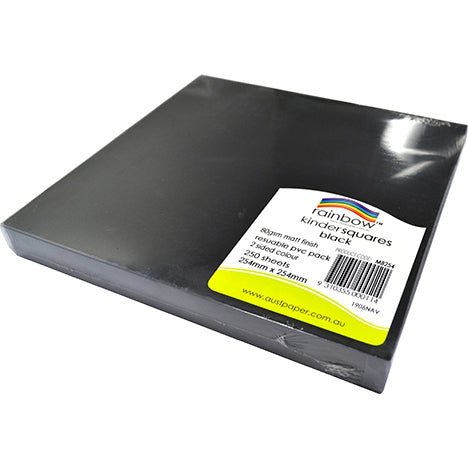RAINBOW Premium Matt Kinder Squares 80GSM Black 254mm 250PK