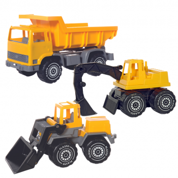 Plasto Yellow Construction Set, Large (3 Pack) - 35 to 45 cm