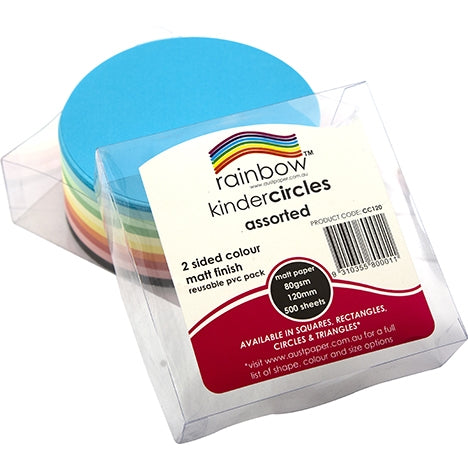 RAINBOW Matt Circle 2 Sided Assorted colours 80gsm 120mm 500pk
