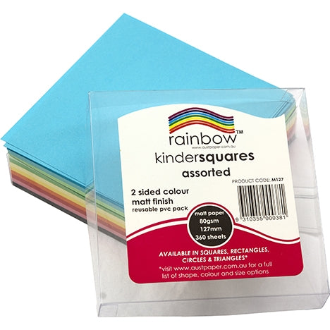 RAINBOW Matt Paper Kinder Squares Assorted 80gsm Double Sided 127mm