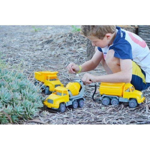Plasto Yellow Construction Truck Set, Small (3 Pack) - 26 cm