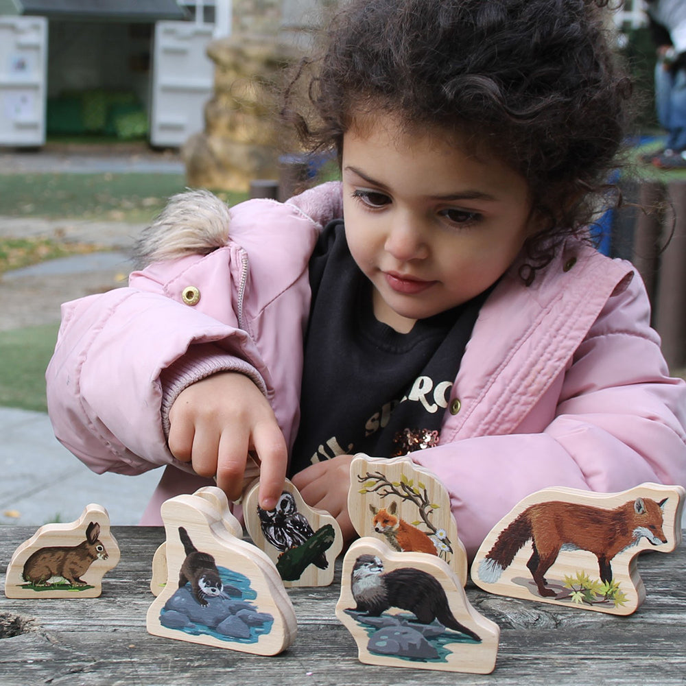 Woodland Animal Families Wooden Characters