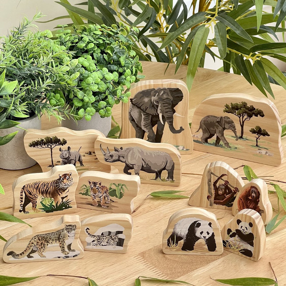 Endangered Animal Families Wooden Characters