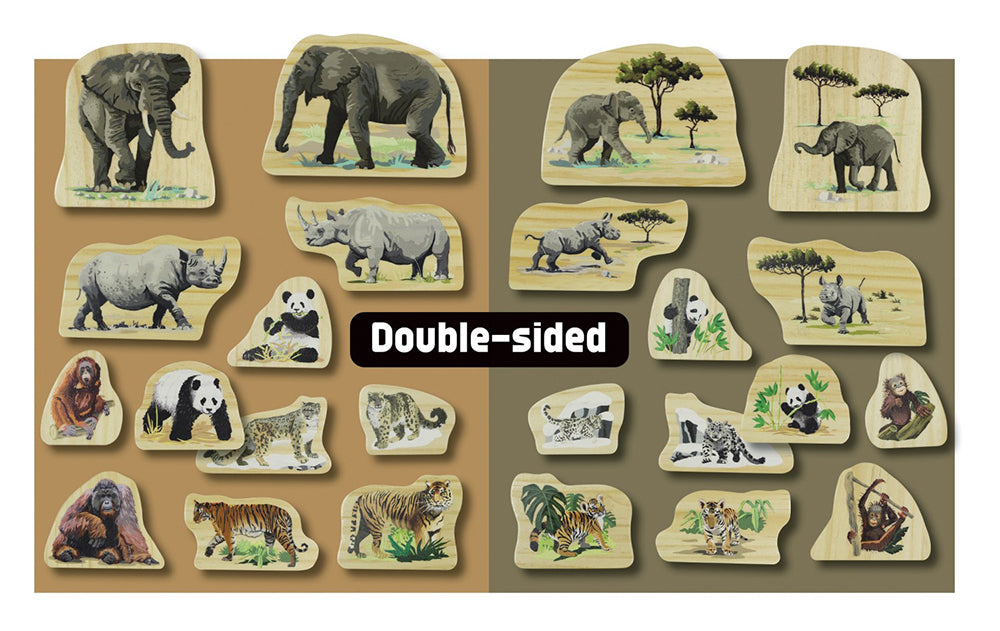 Endangered Animal Families Wooden Characters