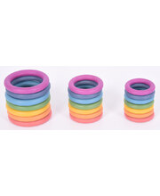 Rainbow Wooden Rings - 21pcs