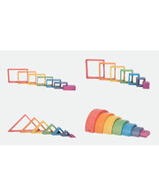 Wooden Architect Shapes Set of 52 (Rainbow and Natural Sets Combined)