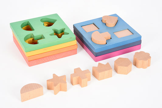 Rainbow Wooden Shape Stacker 19pcs