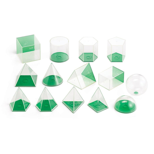 Transparent Geometric Volume Set -14 Solids, with lids