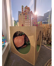Billy Kidz Wooden Playhouse Cube with Mirrors & Cushion - Avocado