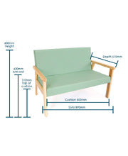 Lounge Sofa - Beech wood frame with Faux Leather Cushions - Green :Estimated Dispatch Date: 07-July-2024