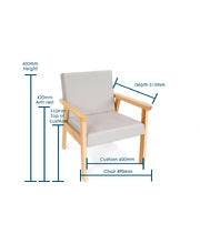 Lounge Chair - Beech wood frame with Faux Leather Cushions - Grey :Estimated Dispatch Date: 07-Jun-2024