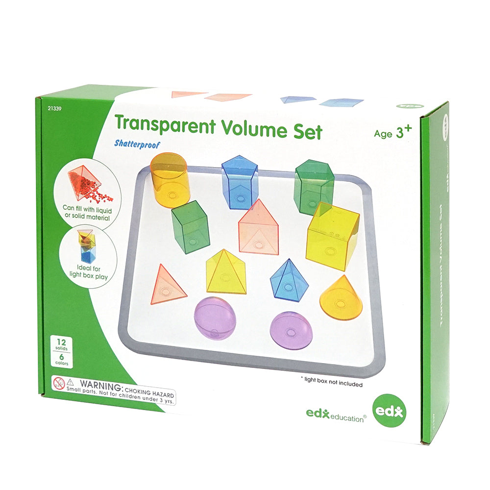 EDX Translucent Volume Set - 12pcs - 8cm base, 12 Shapes, 12 solids with lids