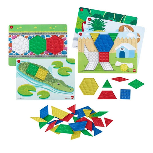 Sensory Pattern Blocks - 40pcs with 12 Activity Cards