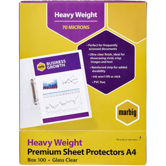 Marbig Sheet Protectors H/Duty A4 BX100