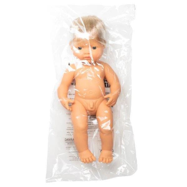 Miniland Doll - Anatomically Correct Naked Caucasian Boy, Blond, 38 cm