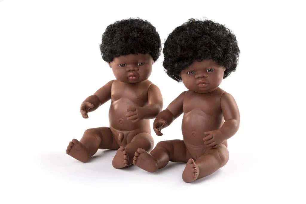 Miniland Doll - Anatomically Correct Naked African Boy, 38 cm