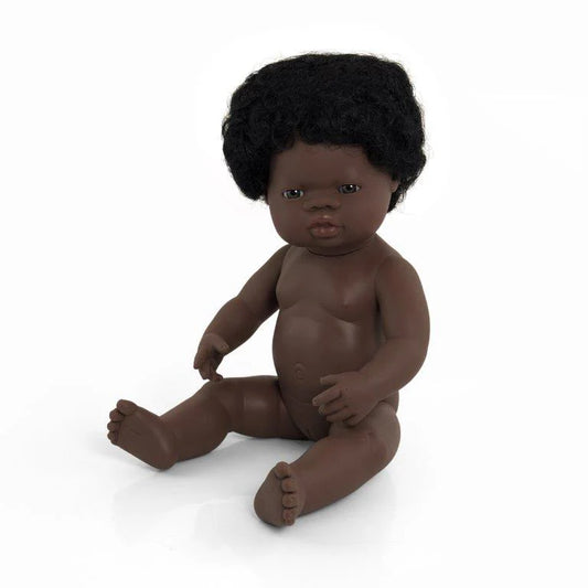 Miniland Doll - Anatomically Correct Naked African Girl, 38 cm