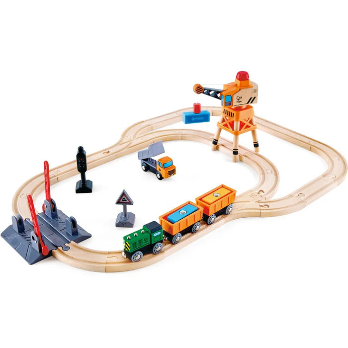 Hape-Crossing & Crane Train Set 34pce