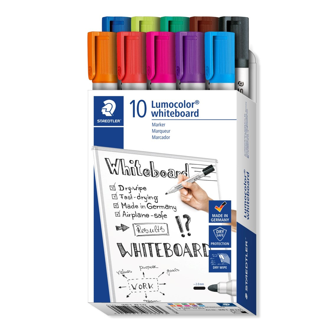 Marker Whiteboard STAEDTLER 351 Bullett Asst Box10