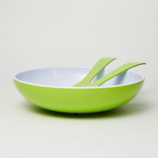 Barel Deluxe Lime Melamine Salad Bowl with FREE Matching Servers