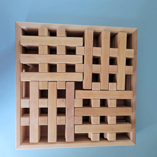 Bauspiel Grid Blocks Natural 12 Pieces