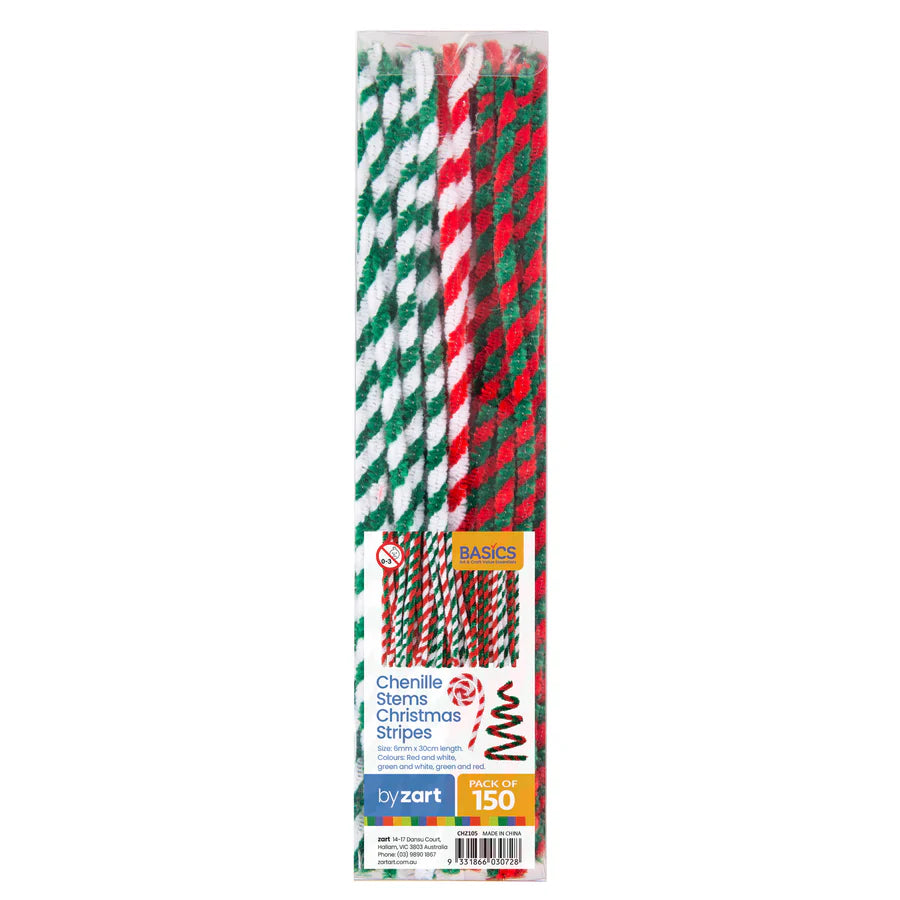 Chenille Stems Christmas Stripe Pack of 150