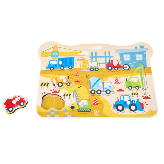 Hape-Construction Vehicles Peg Puzzle 9 Pcs