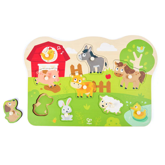 Hape-Farmyard Peg Puzzle 9 Pcs