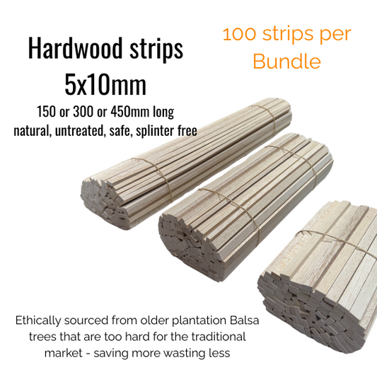 BalsaWood-Hardwood Strips Bundle of 100 3 pack