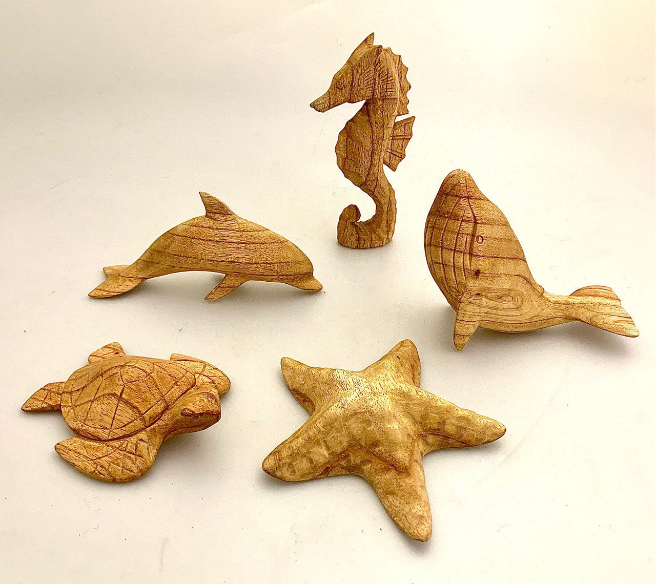 Papoose Sea Animals Hand Carved/5pc