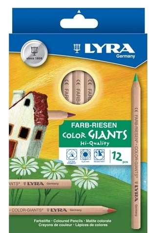 Lyra Pencils Colour Giants Unlacquered 12 with Black and White