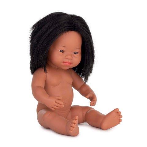 Miniland Doll - Anatomically Correct Baby Latino Girl with Down syndrome, 38 cm (Doll only Clothes not included)