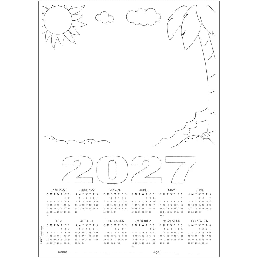 Card Calendar Themed Blanks A3 25 2027