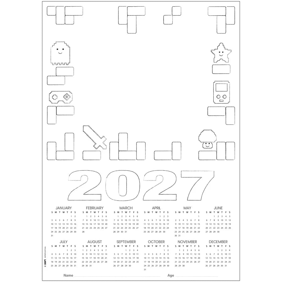 Card Calendar Themed Blanks A3 25 2027