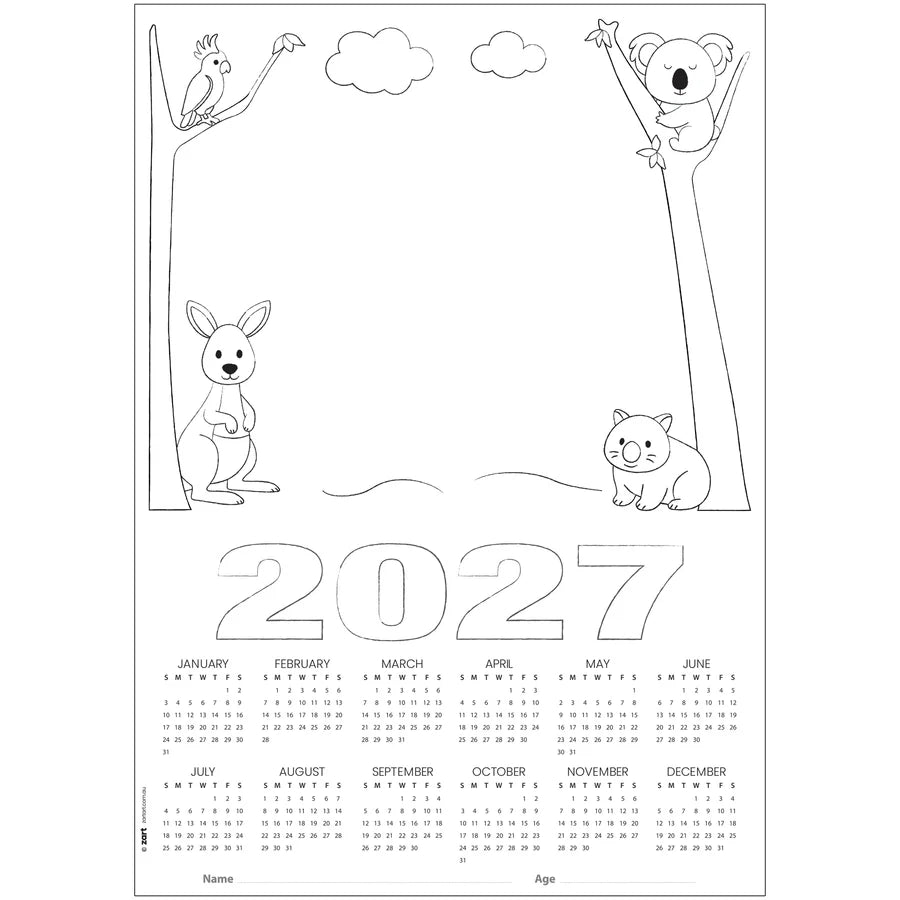 Card Calendar Themed Blanks A3 25 2027