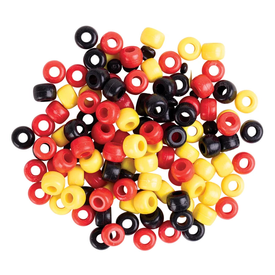 Plastic Pony Beads Red Yellow Black 250g
