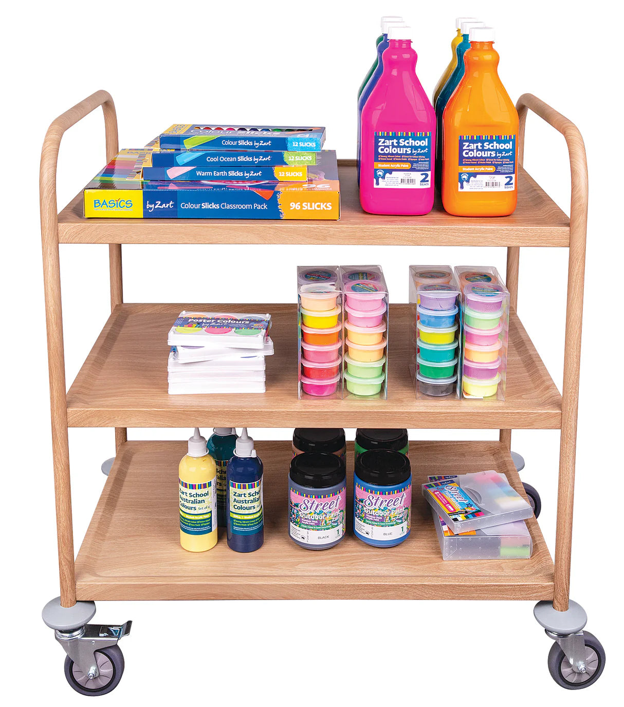 Wood Look 3 Tier Classroom Metal Trolley ETA28/10