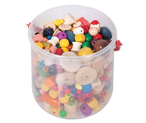 Assorted Wooden shapes & Threading Beads 480g