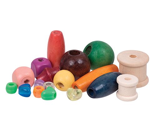 Assorted Wooden shapes & Threading Beads 480g