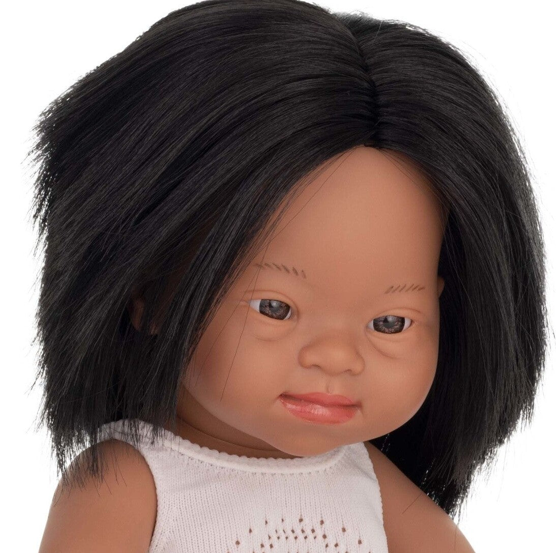 Miniland Doll - Anatomically Correct Baby Latino Girl with Down syndrome, 38 cm (Doll only Clothes not included)