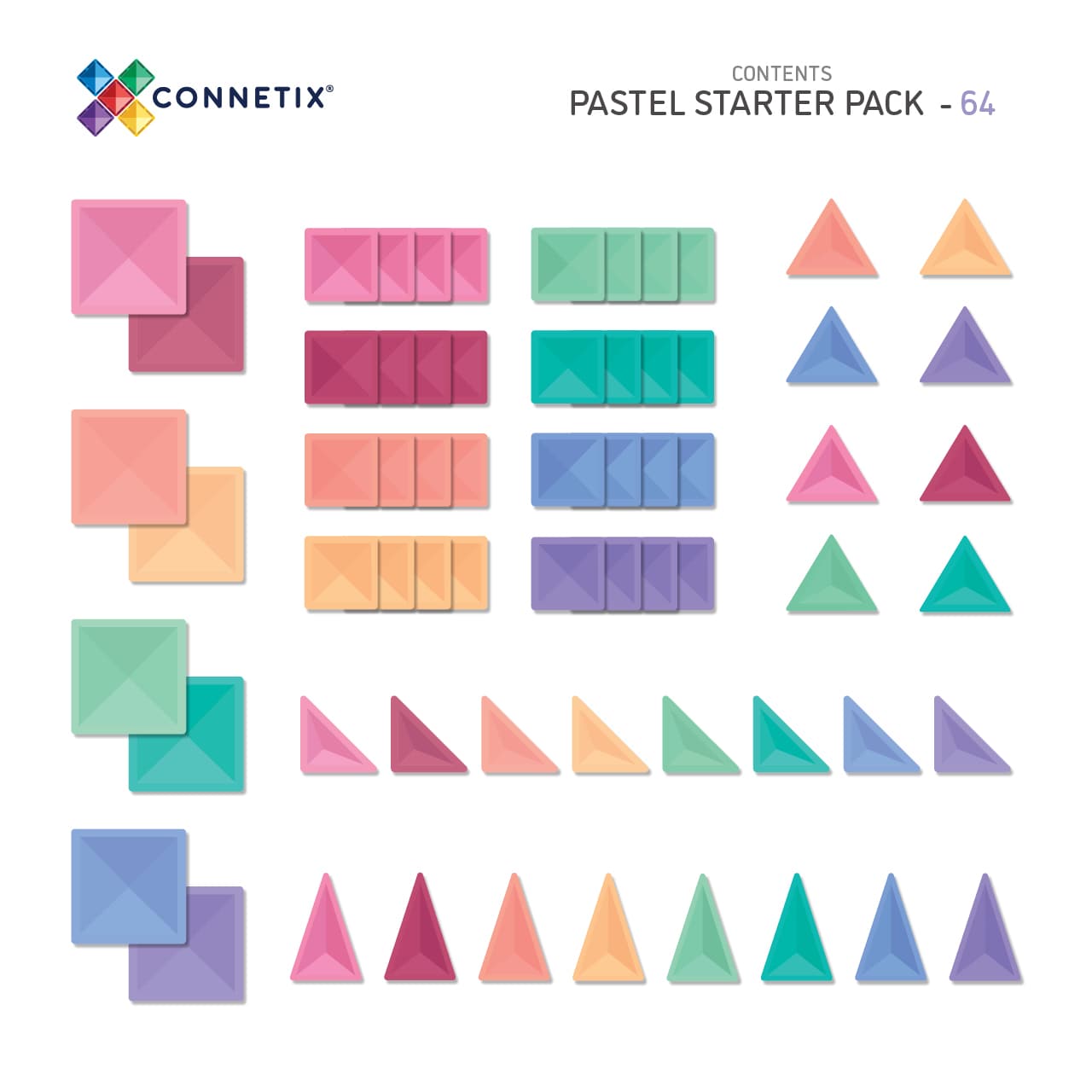 Connetix-Pastel Starter Pack 64 pc