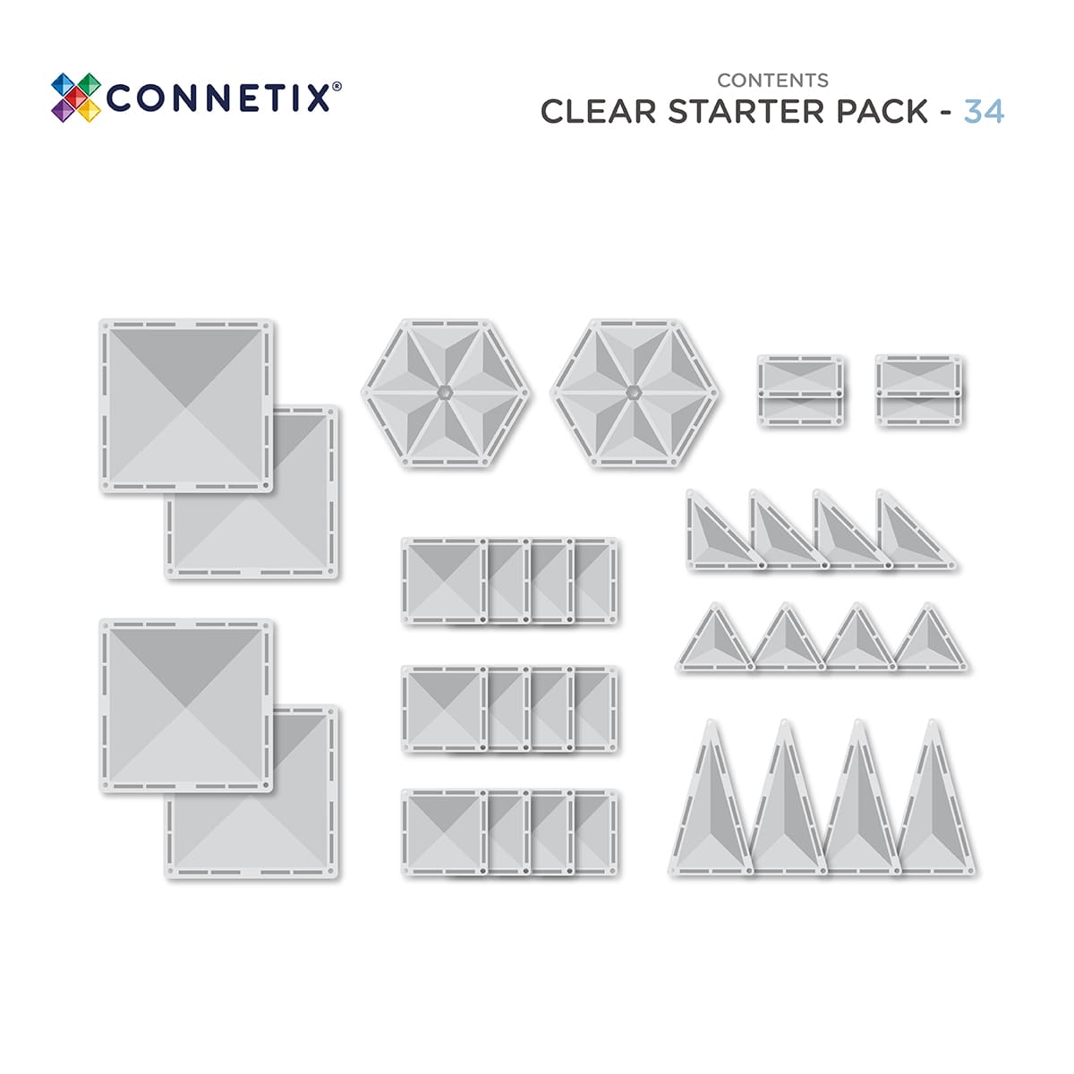 Connetix-Clear Starter Pack 34 pc