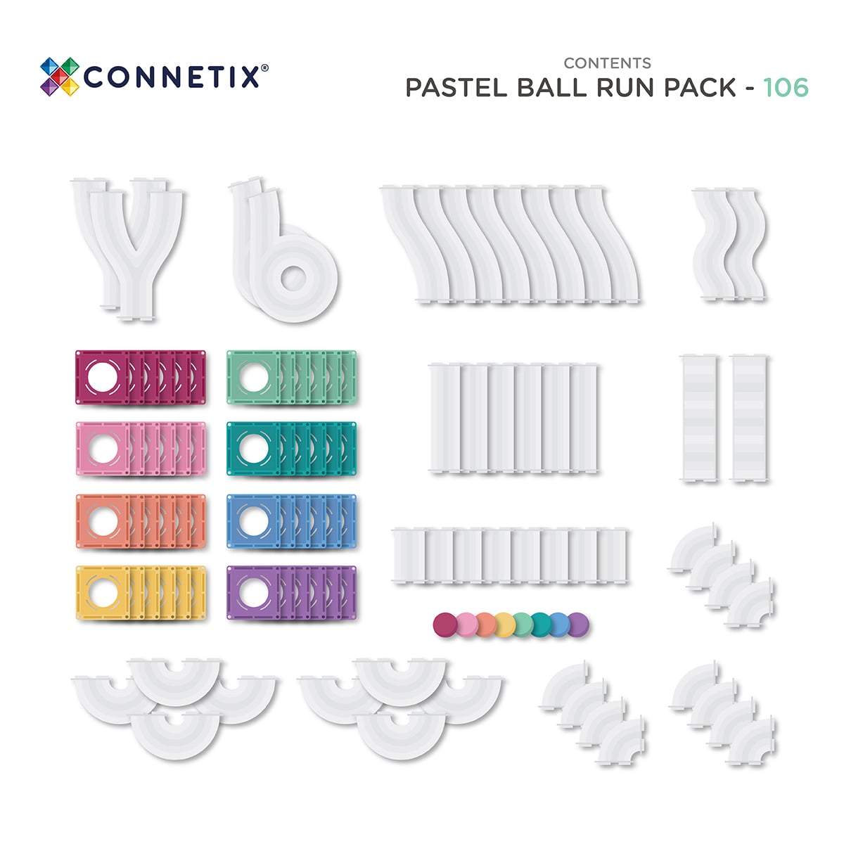 Connetix-Pastel Ball Run Pack 106 pc