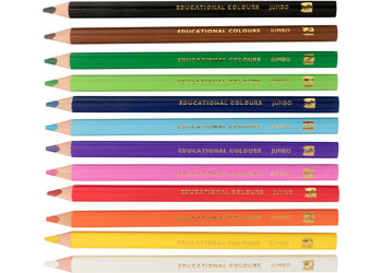 EC-Jumbo Triangular Washable Colouring Pencils-12pk & sharpener